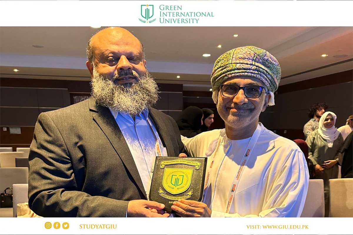 studyatgiu's tweet photo. Prof.Dr. Syed Amir Gilani, Rector of #GreenInternationalUniversity, Lahore, showcased his expertise with a lecture on "Ultrasound of Peripheral Nerves" at the WFUMB Conference in Muscat, Oman. He signed MOUs and exchanged souvenirs with global ultrasound experts. #studyatgiu https://t.co/oyXvyYJOav