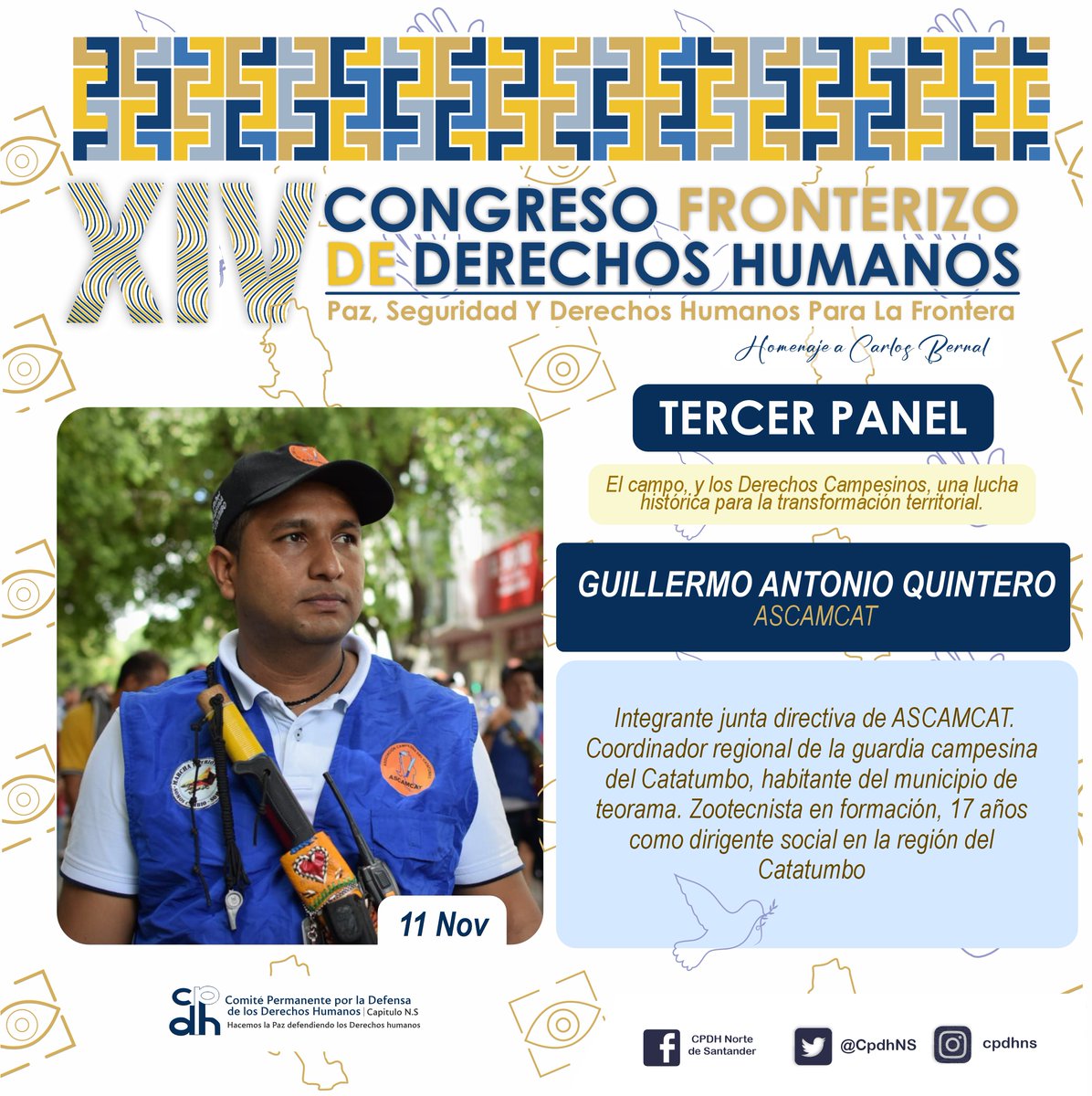 CpdhDe's tweet photo. 📣 ¡Atención, Cúcuta! 🌍✨ 10-11 Nov, XIV Congreso Fronterizo de Derechos Humanos en Hotel Casino Internacional, 7:30 AM. Mañana, exploraremos "El campo y los Derechos Campesinos", lucha histórica por la transformación territorial. 🌾💪 #CúcutaDerechosHumanos #CongresoFronterizo https://t.co/uGXH2HOWjn