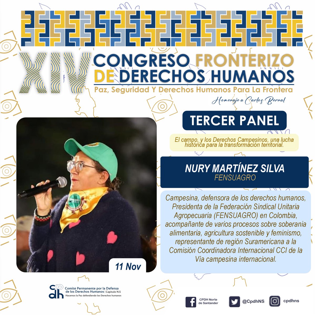 CpdhDe's tweet photo. 📣 ¡Atención, Cúcuta! 🌍✨ 10-11 Nov, XIV Congreso Fronterizo de Derechos Humanos en Hotel Casino Internacional, 7:30 AM. Mañana, exploraremos "El campo y los Derechos Campesinos", lucha histórica por la transformación territorial. 🌾💪 #CúcutaDerechosHumanos #CongresoFronterizo https://t.co/uGXH2HOWjn