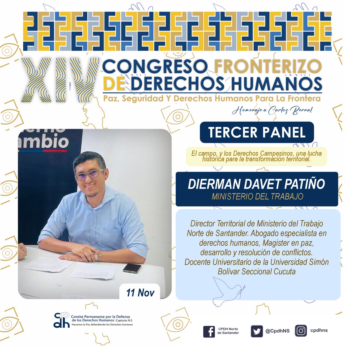 CpdhDe's tweet photo. 📣 ¡Atención, Cúcuta! 🌍✨ 10-11 Nov, XIV Congreso Fronterizo de Derechos Humanos en Hotel Casino Internacional, 7:30 AM. Mañana, exploraremos "El campo y los Derechos Campesinos", lucha histórica por la transformación territorial. 🌾💪 #CúcutaDerechosHumanos #CongresoFronterizo https://t.co/uGXH2HOWjn