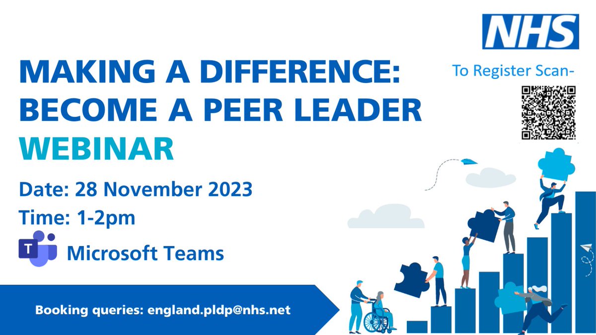 Join the #MakingADifference webinar hosted by the #LivedExperience team on 28 November.  Find out more about becoming a peer leader and how you can help shape NHS health and care services. Register to join: bit.ly/becomepeerlead……