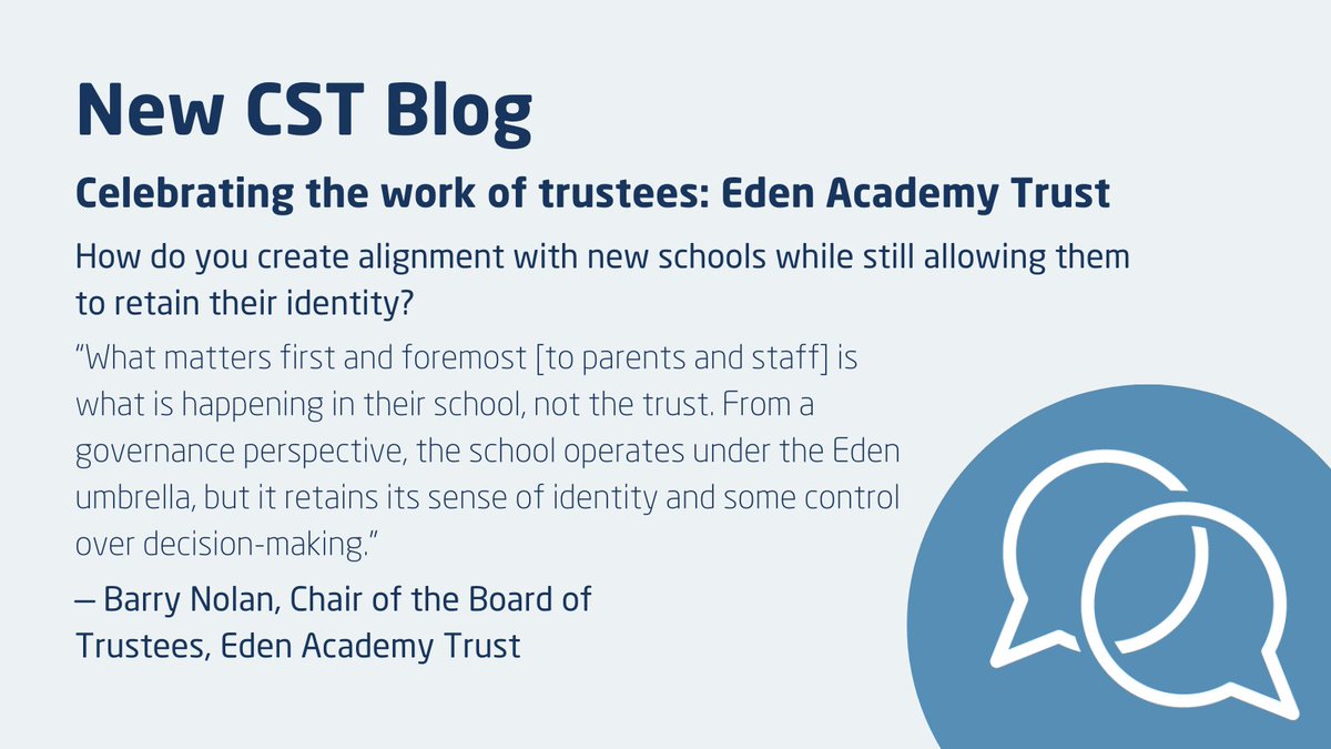 How does the board at @theedenacademy help new schools align with the trust, but also enable them to retain their own identity? Find out in our latest #TrusteesWeek blog: cstuk.org.uk/news-publicati… #TrusteesWeek @TrusteesWeek