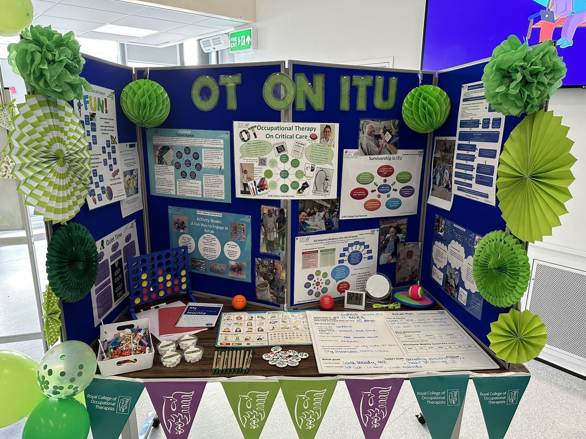 💚 Happy OT day!! 💚
Come and see the amazing displays from our <a href="/swb_OT/">SWB_OT</a> and my ‘OT on ITU’ display! Fab day celebrating being an OT and what each specialities are achieving at <a href="/SWBHnhs/">SWB NHS Trust</a> 💚
<a href="/CriticalCareOT/">Critical Care Occupational Therapist</a> <a href="/theRCOT/">Royal College of Occupational Therapists</a> <a href="/ibedsSWBH/">ibedsSWBH</a> <a href="/icares_SWBH/">iCares@SWBH</a> <a href="/Global_ICU_OTs/">Global Critical Care OT Network</a> <a href="/ICS_updates/">Intensive Care Society 💙</a> #OTWeek2023