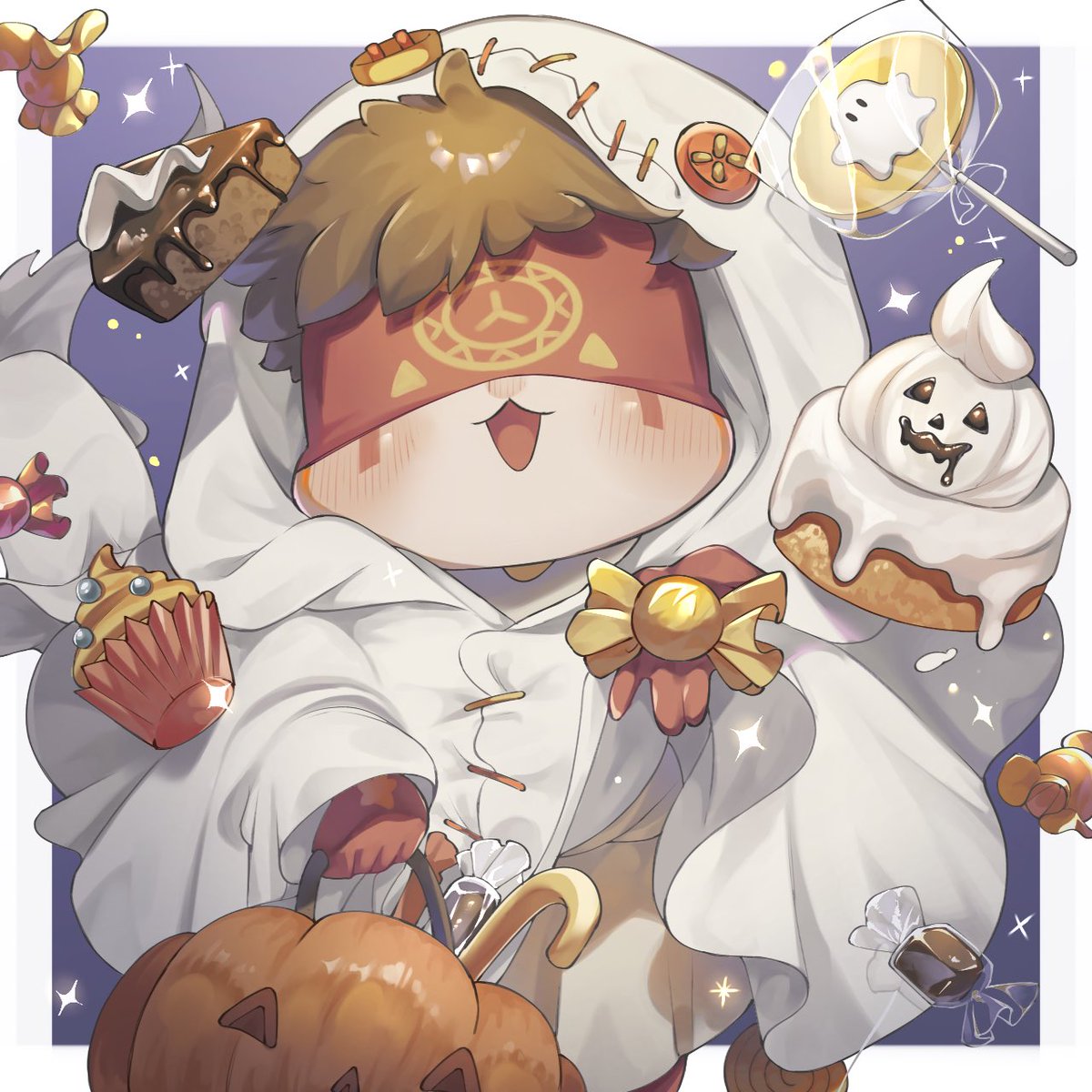 candy food 1boy male focus solo brown hair halloween  illustration images