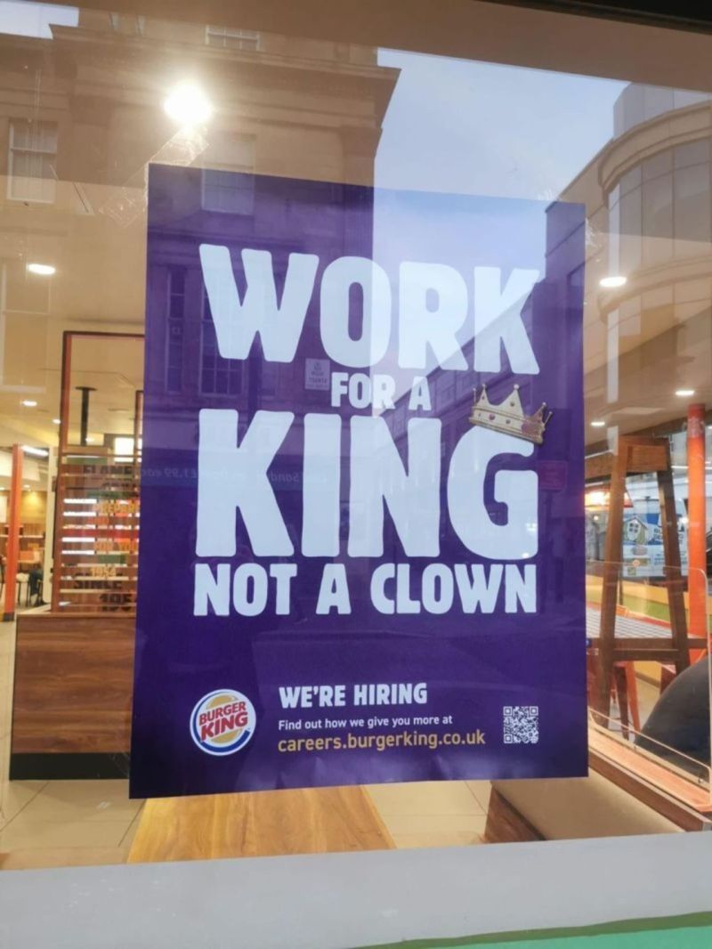 #BurgerKing has always been known for its bold &amp; creative marketing campaigns, and this effort was no exception.   

It takes a playful jab at the competition, and it's royally brilliant! It's bold, cheeky, and spotlights employee satisfaction – all in one tasty package.