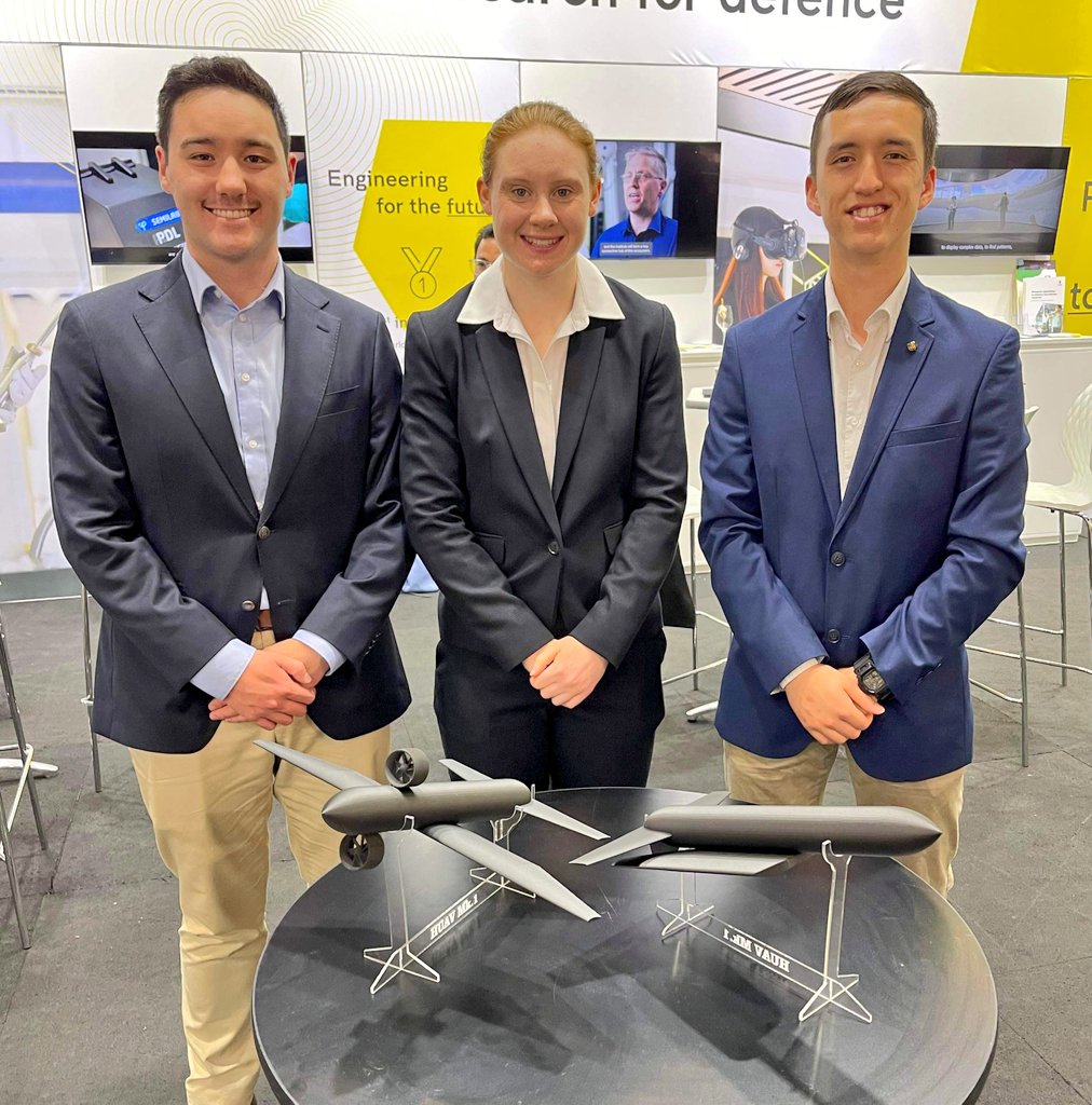 keirinjoyce's tweet photo. Proud of this young design team from @UNSWCanberra making the finalist list at the @IndoPacExpo
#Innovation Awards today! Their design: a recoverable Sonar Hybrid UAV for use with @AusAirForce P-8A Poseidon. Cool!
#ToLeadToExcel
https://t.co/OtZ0zWqUYg https://t.co/nrhXCRuGEm