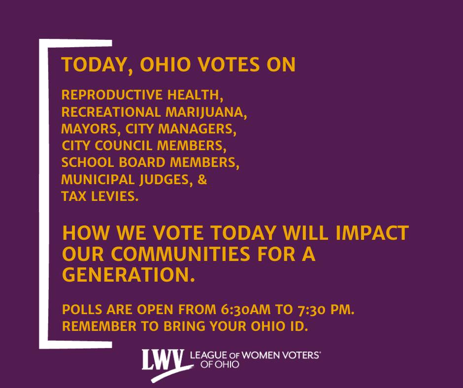 Here we go! How we vote today will impact our communities for a generation- get out there and make your voice heard, Ohio.