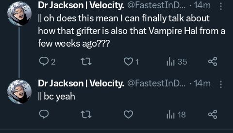 SpaceLawman's tweet image. || I'm over here minding my own business. And out of nowhere I see this. And I'm being compared to another writer? That's wild, bro really can't keep my name or my character out of his mouth, can he? Truly, a toxic and problematic person.