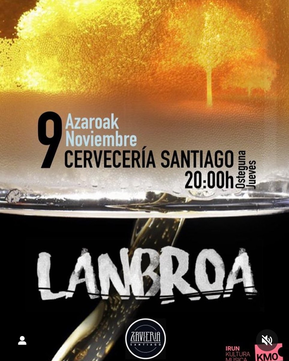 Vuelven los conciertos acústicos #Km0 #irunzuzenean !
Este jueves, #Lanbroa en la Cervecería Santiago !! #Irun <a href="/Irun_informa/">Irun_informa</a>