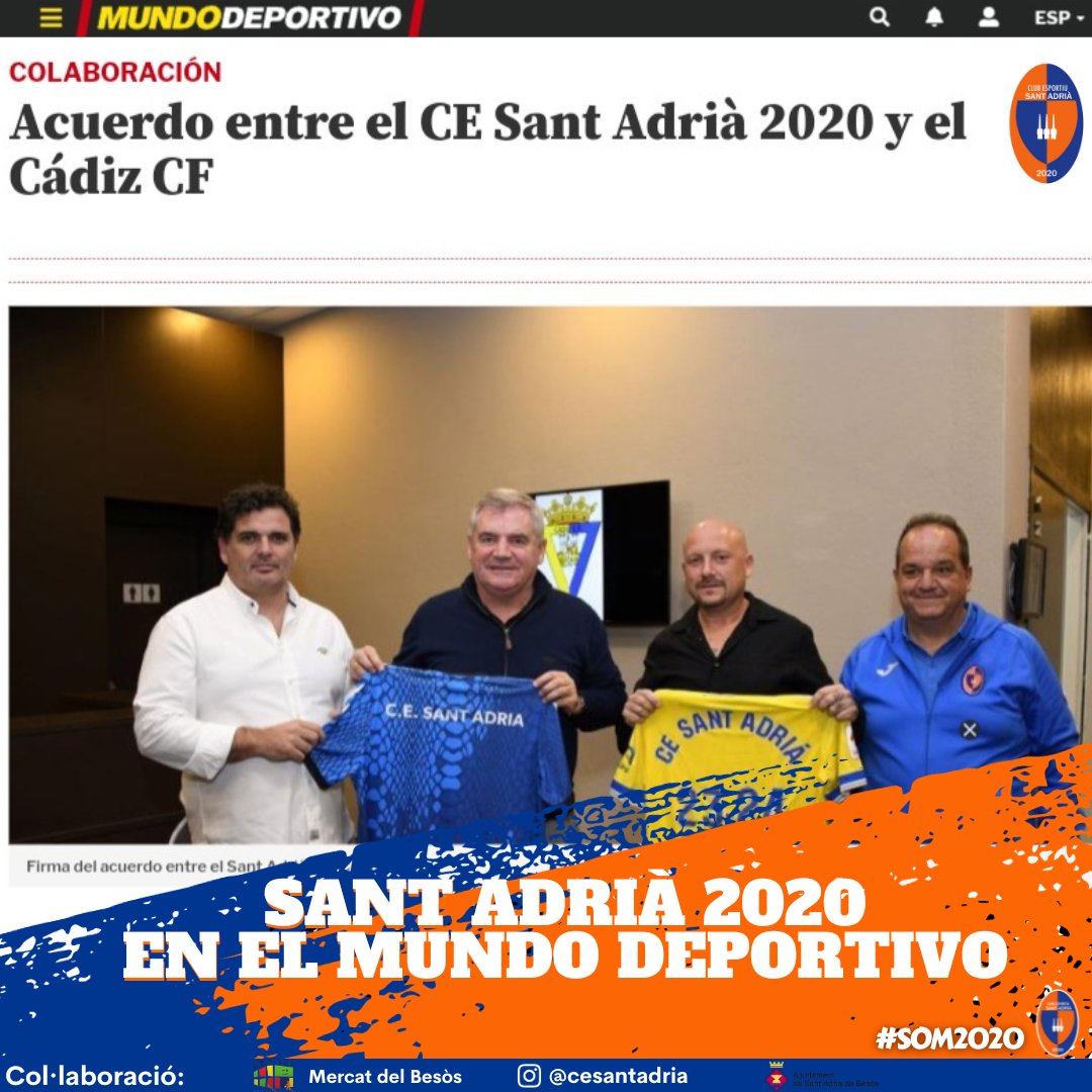CE_SantAdria's tweet photo. ‼️ NOTICIAS DE ULTIMA HORA ‼️

El mundo deportivo nos sorprende, con la noticia de nuestro ultimo acontecimiento con el @Cadiz_CF, tras firmar el primer convenio con el club. https://t.co/JTWB07M4zQ