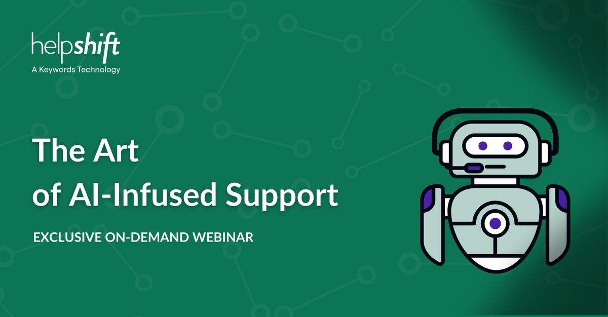 helpshift's tweet image. Watch our on-demand webinar on, "The Art of AI-Infused Support," where we look through a crystal ball at the future of customer assistance with industry experts.
hubs.li/Q027lYH50 hubs.li/Q027lV4r0
#ondemandwebinar #helpshift #languageAI #SupportTheAgent #tuesday
