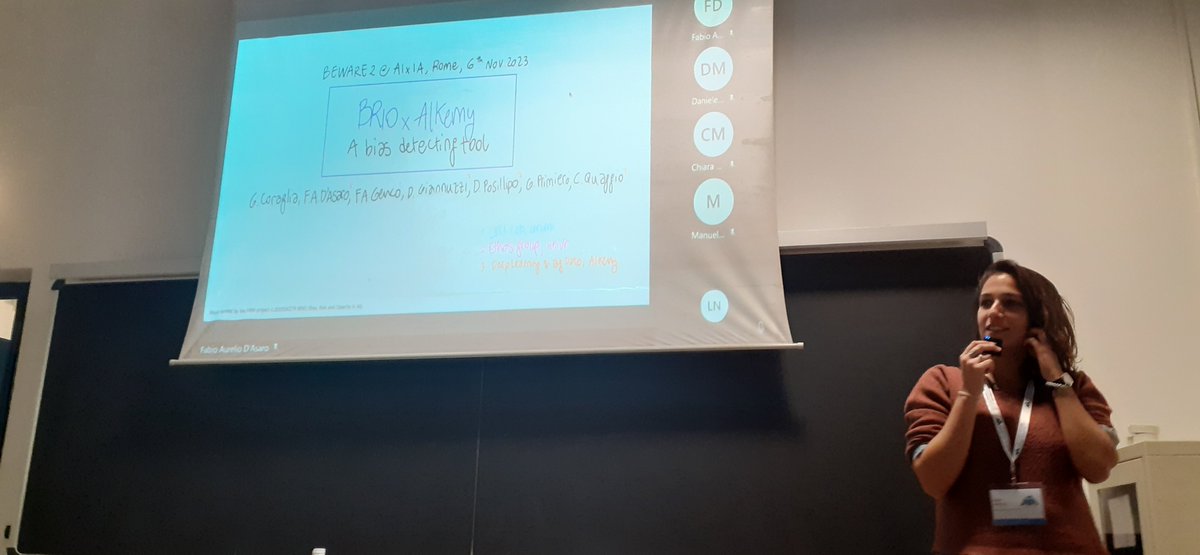 Ekaterina_Kub_'s tweet image. Greta Coraglia presented @BRIO_PRIN x ALKEMY work on #biasdetection #BEWARE2023 #AIxIA2023