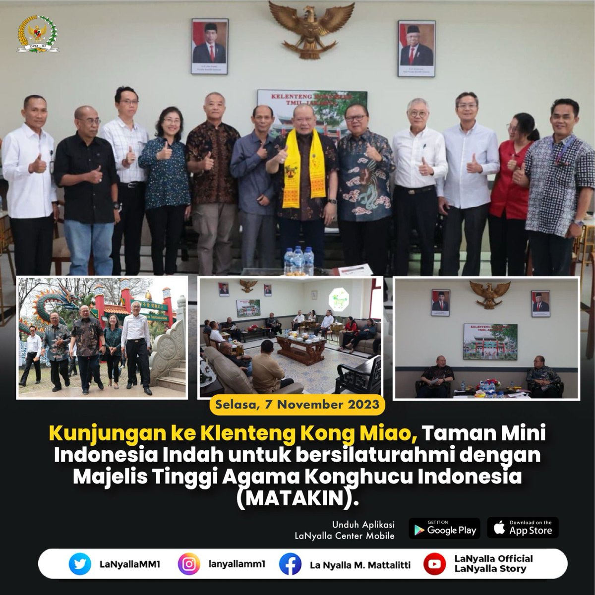 LaNyallaMM1's tweet photo. Dalam momen mengunjungi Klenteng Kong Miao, Taman Mini Indonesia Indah untuk bersilaturahmi dengan Majelis Tinggi Agama Konghucu Indonesia (MATAKIN).

#lanyalla #dpdri #ketuadpdri #matakin #konghucu https://t.co/g6ubkFxHGF
