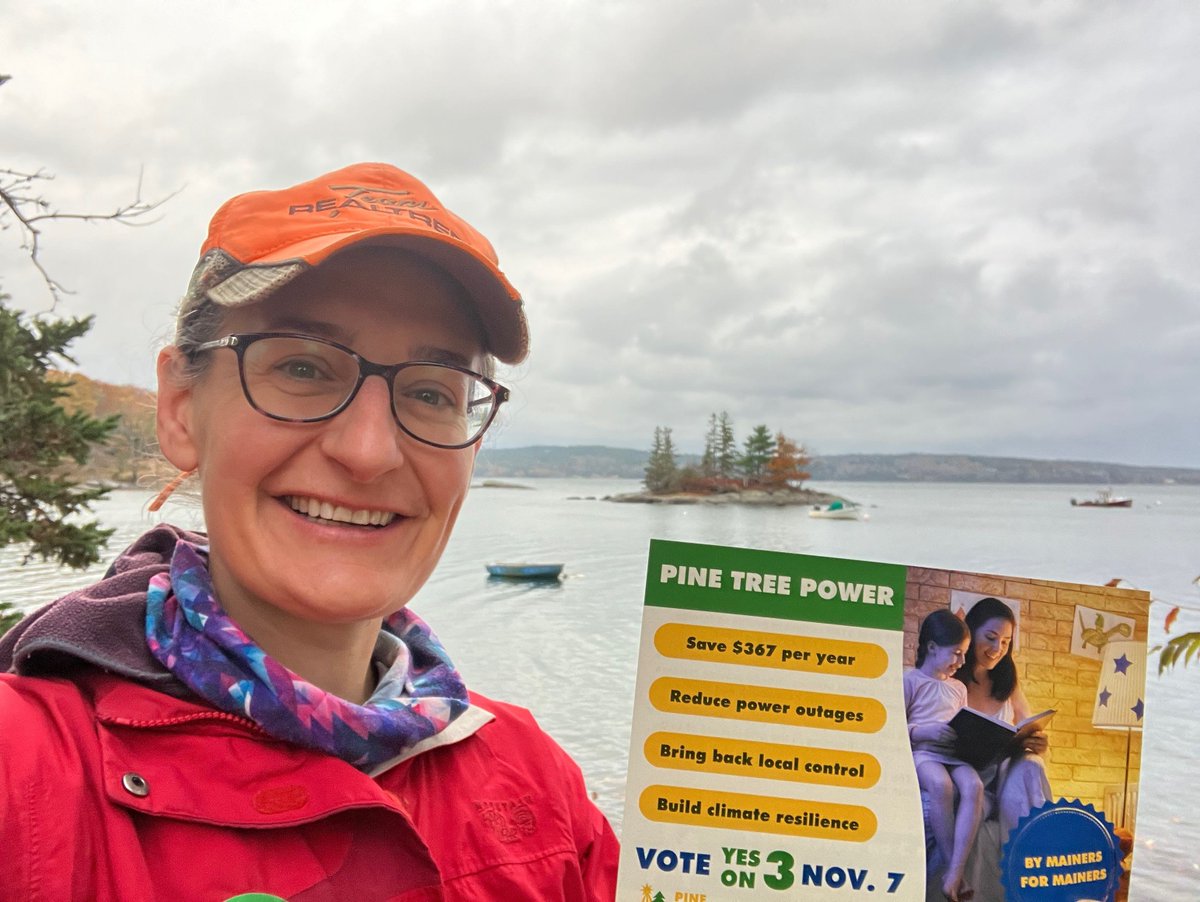 hochschartner's tweet image. From Ellsworth to the east end, we were out early for the most important climate vote in the country. Truly nothing better than a 5 AM lit drop on Election Day! Happy voting #YesOn3 #MEPolitics