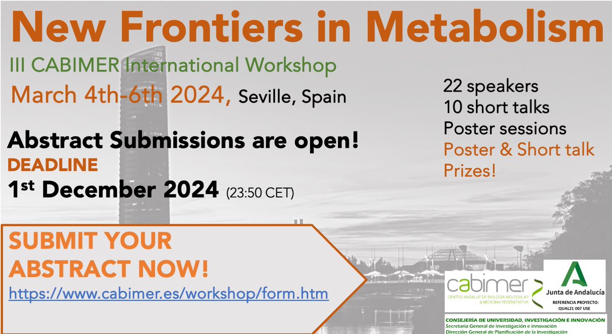 Have nothing to do at lunch time?

Register &amp; Submit your abstract now!
📅 1st December
🔗cabimer.es/workshop/form.…
🗒️Max 350 words