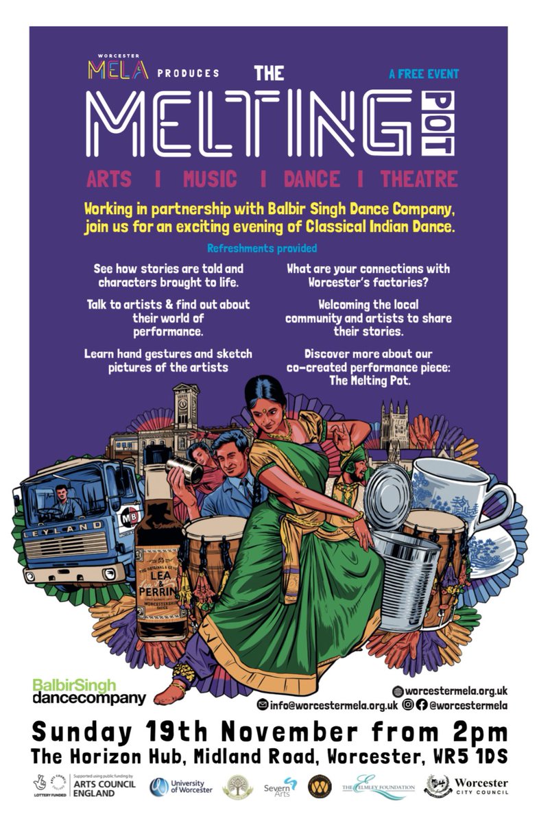 The Worcester Melting Pot journey continues with our second event … please come join and be part of our wonderful journey! 
Open to all and we would especially like to see community actors and artists to come along ! #meltingpot