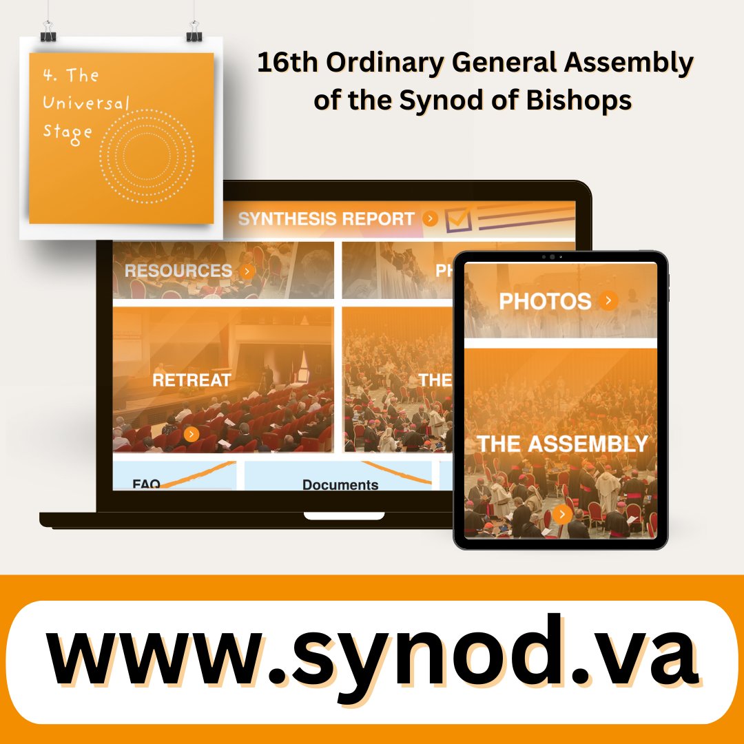 "Resources, speeches, and photos from the 16th Ordinary General Assembly of the Synod of Bishops are now available on our website synod.va.
🔗 "bit.ly/47jxDD5
Let's keep #WalkingTogether towards #Synod2024 and explore the #SynodOnSynodality journey!