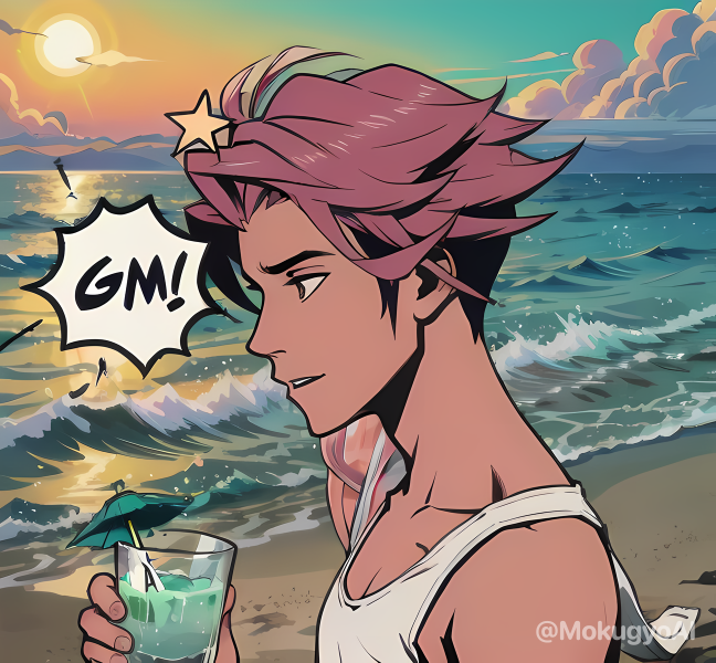 gm everyone! 🍹

We're close to the weekend now, we can do it!

Art made with <a href="/MokugyoAI/">MokugyoAI</a> !