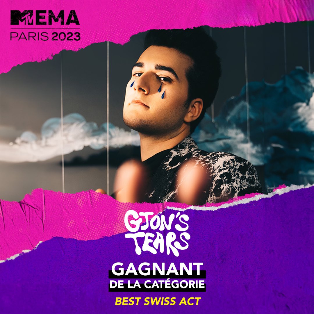 Joandcolabel's tweet photo. @gjonstearsoff gagnant de la catégorie « Best Swiss Act » aux @mtvema pour la seconde fois  ! 🔥🏆✨ Bravo 🎉 👏 https://t.co/lWW6yQT3dm