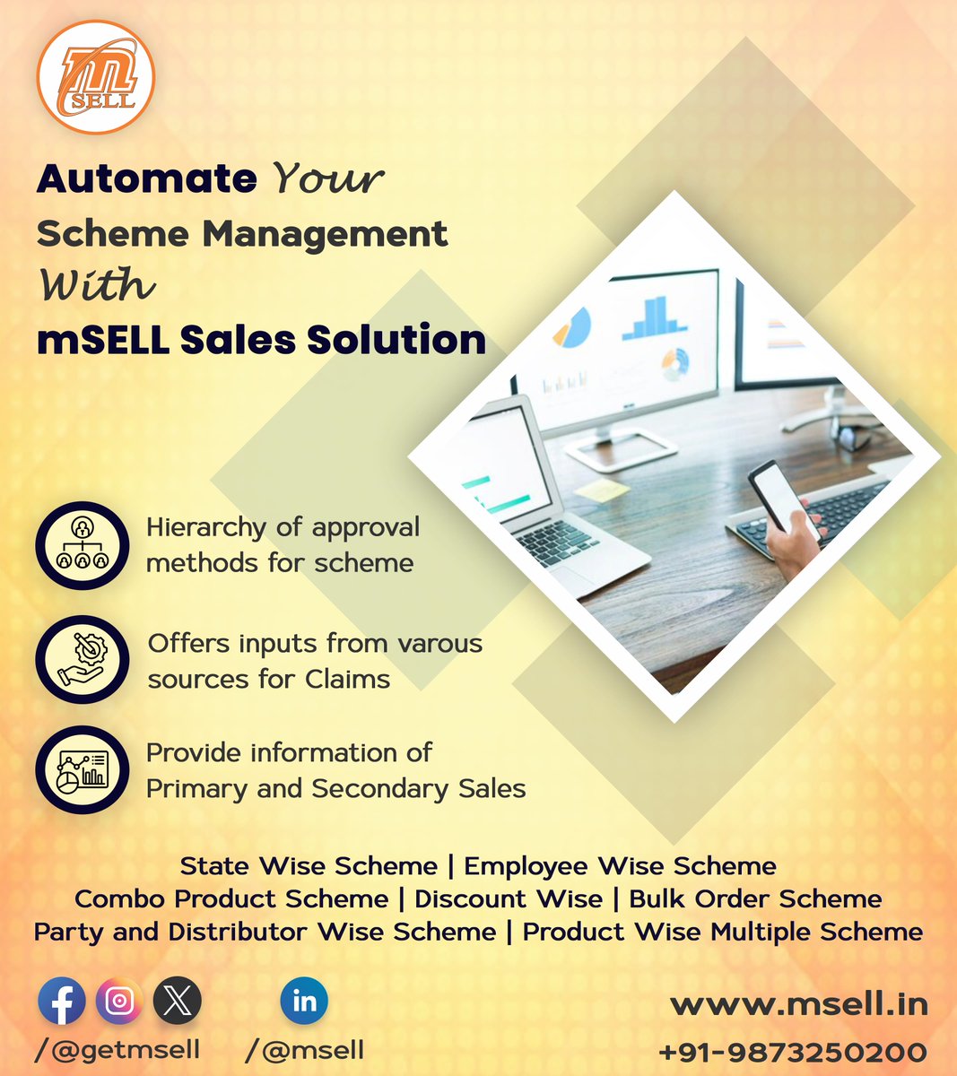 getmsell's tweet photo. Manage your promotional schemes efficiently with mSELL - Sales Automation Solution.
For more details: ๐
๐Dial: +91 9873250200
#schememanagement #salesforceindia #fmcgindustry #fmcg #cpg #cpgindustry #saas #salesautomation #foodandbeverage #beverageindustry #ayurvedic #getmsell https://t.co/hP3A8e3AKB