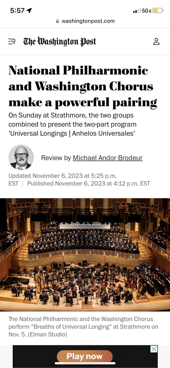 Huge congrats to my dear friends at <a href="/TWChorus/">The Washington Chorus</a> on the occasion of this well earned rave from @michael_brodeur in the <a href="/washingtonpost/">The Washington Post</a> for important new collab w/ <a href="/NatPhilharmonic/">National Philharmonic</a> #dc #classicalmusic #thewashingtonchorus
