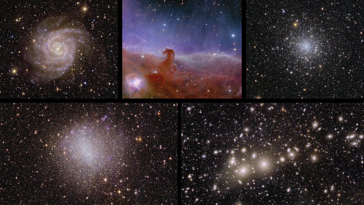 esascience's tweet photo. “Euclid will make a leap in our understanding of the cosmos as a whole, and these exquisite Euclid images show that the mission is ready to help answer one of the greatest mysteries of modern physics,” declared @CGMundell ESA Director of Science. https://t.co/uRQi7eUire