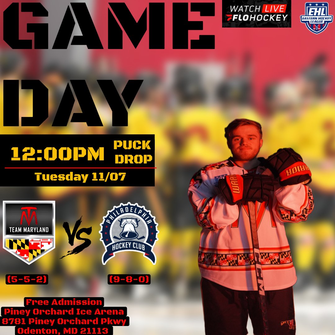 GameDay! Your Team Maryland is at home this afternoon looking to even up the season series against Philadelphia Hockey Club!!! 

#RollTM #MarylandPride #GameDay #EHL