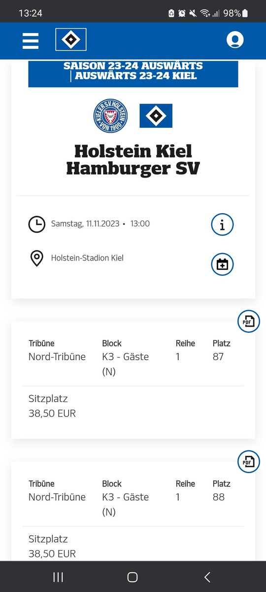Es sind eben gerade Rückläufer gegen Kiel reingekommen.

2 Tickets gegen Kiel ✅️