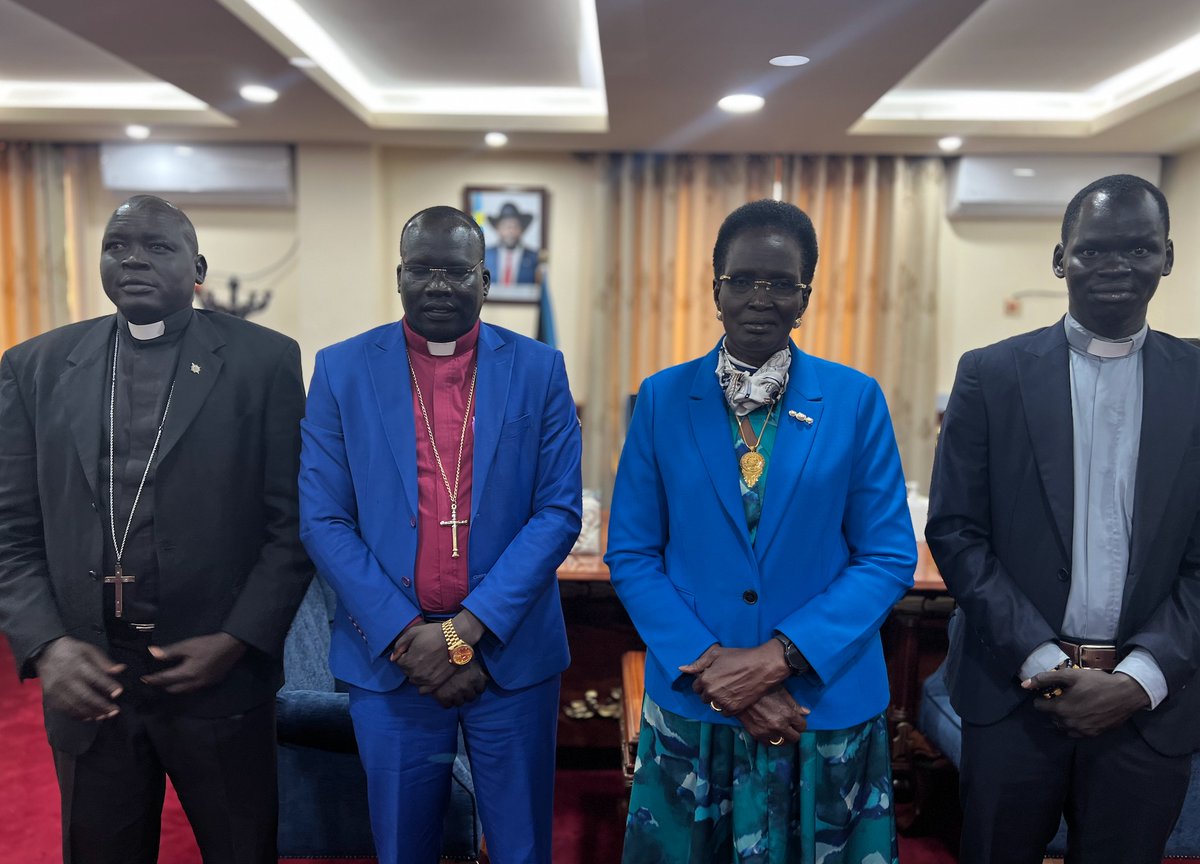 I had an impactful meeting with a delegation of young leaders from the Nuer Episcopal Church, led by Bishop of Bentiu, Rt Revd John Jal Deng. We discussed the role of the Church in Nation Building &amp; their efforts to construct a larger parish for the Nuer community in #Juba. #SSOX