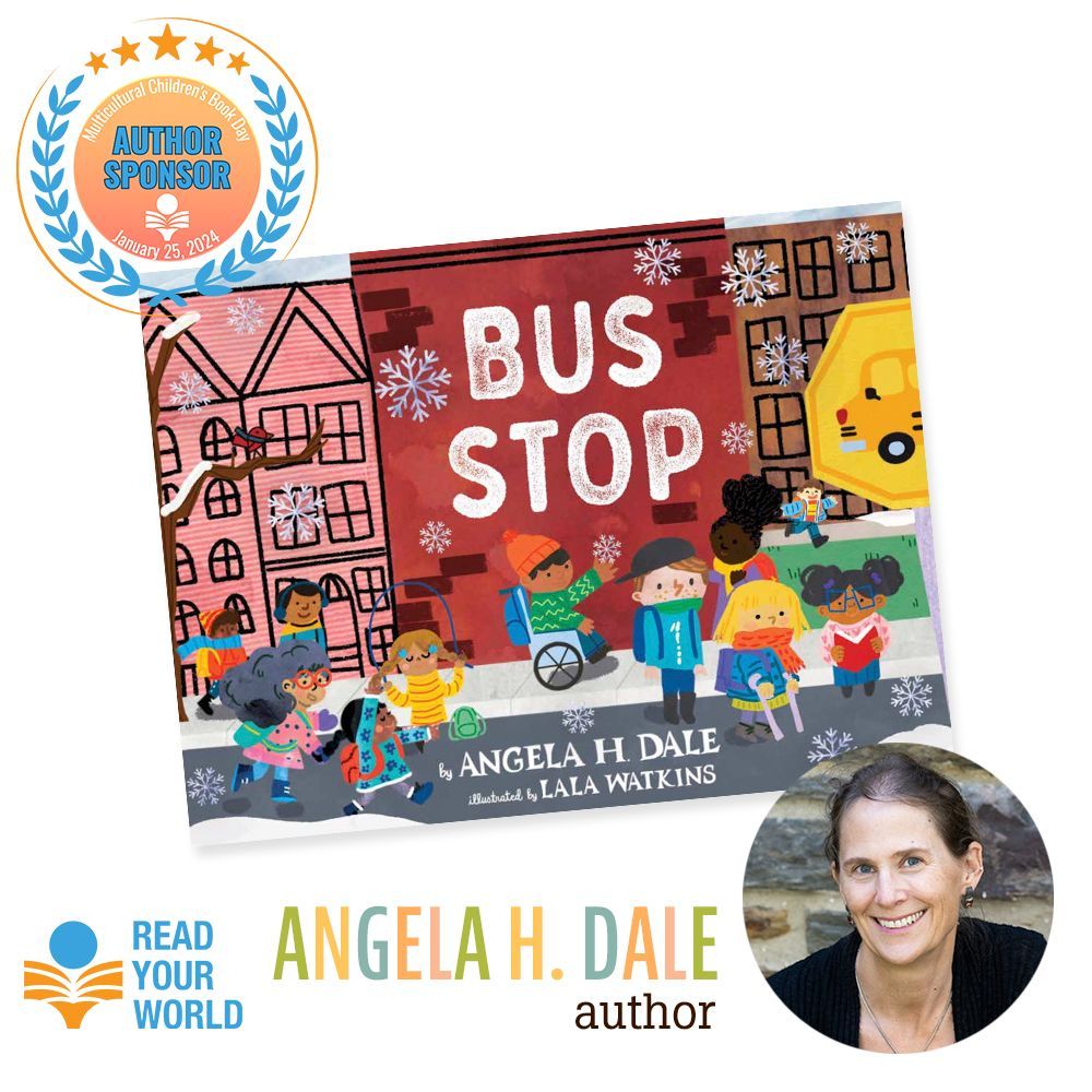 Welcome to 2024 Author sponsor @angelahdale! Kirkus Reviews calls BUS STOP “Simple, snowy fun with a vocabulary-building boost…. Young fans of Ezra Jack Keats’ The Snowy Day (1962) will find this an enjoyable companion book.” buff.ly/3PzJTZ0 #ReadYourWorld #ad #kidlit