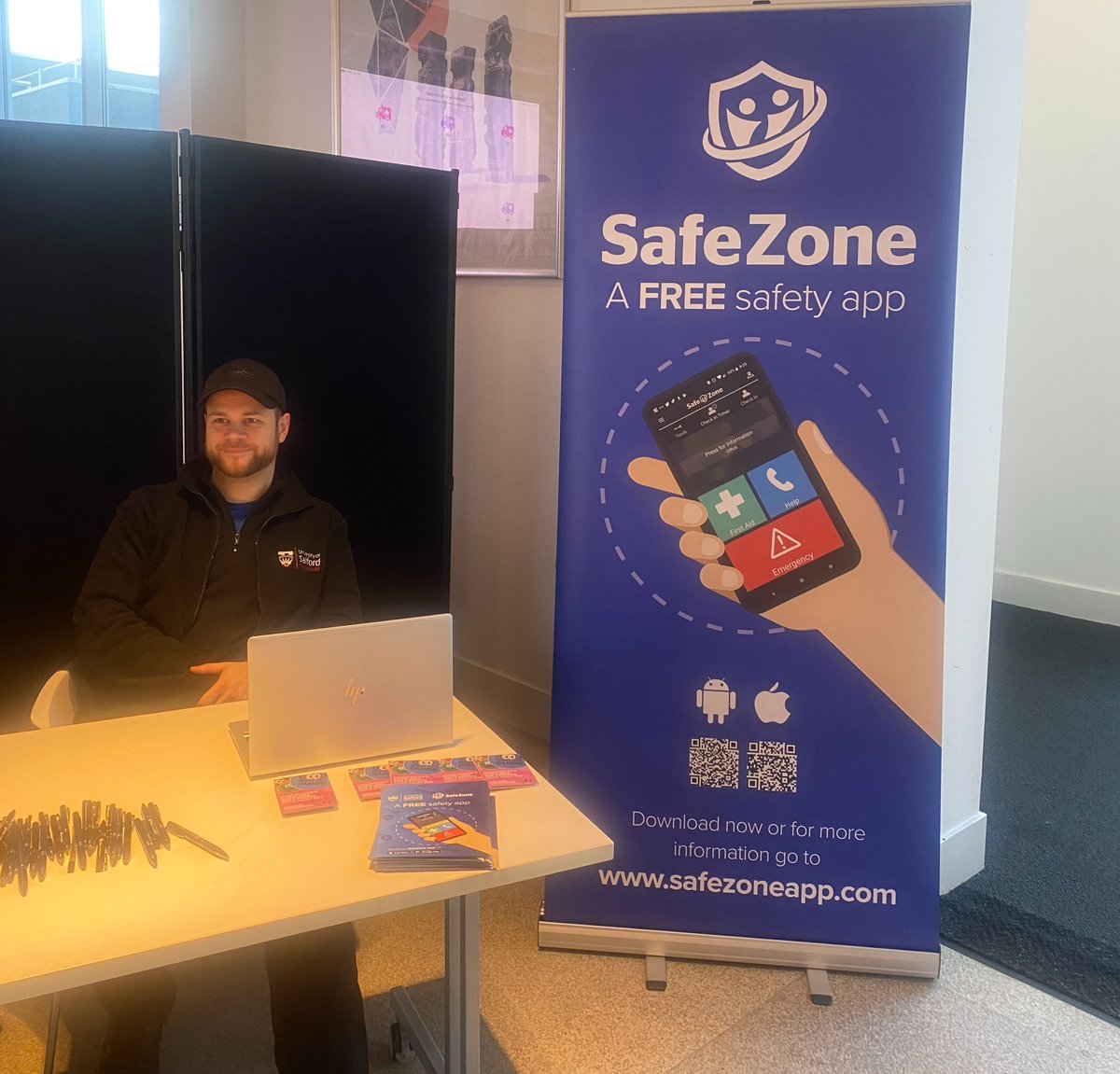 These events are happening in Allerton now!👇 1. @McrRapeCrisis have a stall talking about their support and services until 14:00 2. Free CPR training until 16:00 3. Meet our security team and find out more about Safezone 📍All up the stairs (just past Allerton reception)