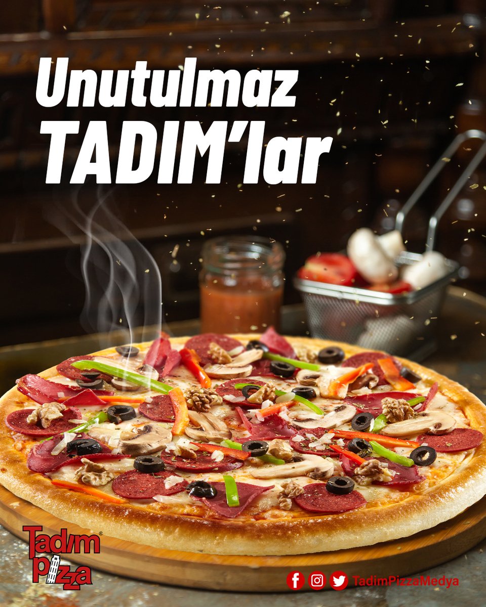 Muhteşem bir pizza günü sizi bekliyor... Günlük açılan hamurlarıyla, bol ve taptaze malzemelerle enfes tadıyla, Tadım'dan unutulmaz tadımlar yaşayın... #tadımpizza #pizza #deeppan #yerlimarka