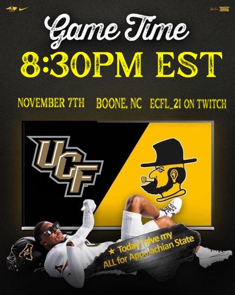Tonight we host UCF in a tough conference game. We are looking to continue our perfect path in conference play. Join us tonight at 8:30est

#GoApp