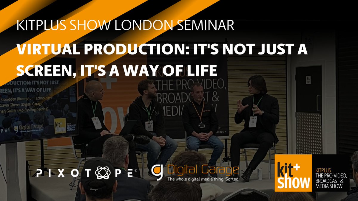 kitplusshow's tweet photo. #KitPlusShow London Seminar: https://t.co/2OyEBLEZq6

In this panel, Patrick Goodden @BromptonTech, Gavin Glover @DigitalGarageTV &amp; Florian Gallier @Mo_SysLab, look at VP's implications for cost, #creativity, workflows &amp; #sustainability. #VirtualProduction https://t.co/r8fMCv5k8B