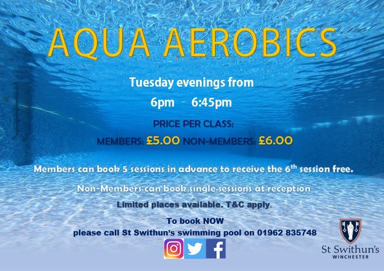 Limited spaces available on our Aqua Aerobics class for both Pool members &amp; non-members. Contact Swimming Pool reception for more info. <a href="/StSwithunsGirls/">St Swithun's School</a> <a href="/StSwithunsPrep/">St Swithun's Prep School</a> #aquaaerobics #aquaclasses