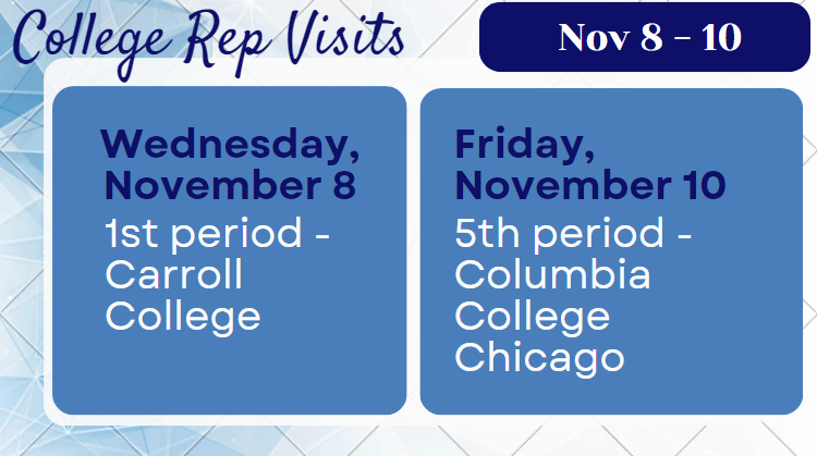 Last college rep visits for the fall...