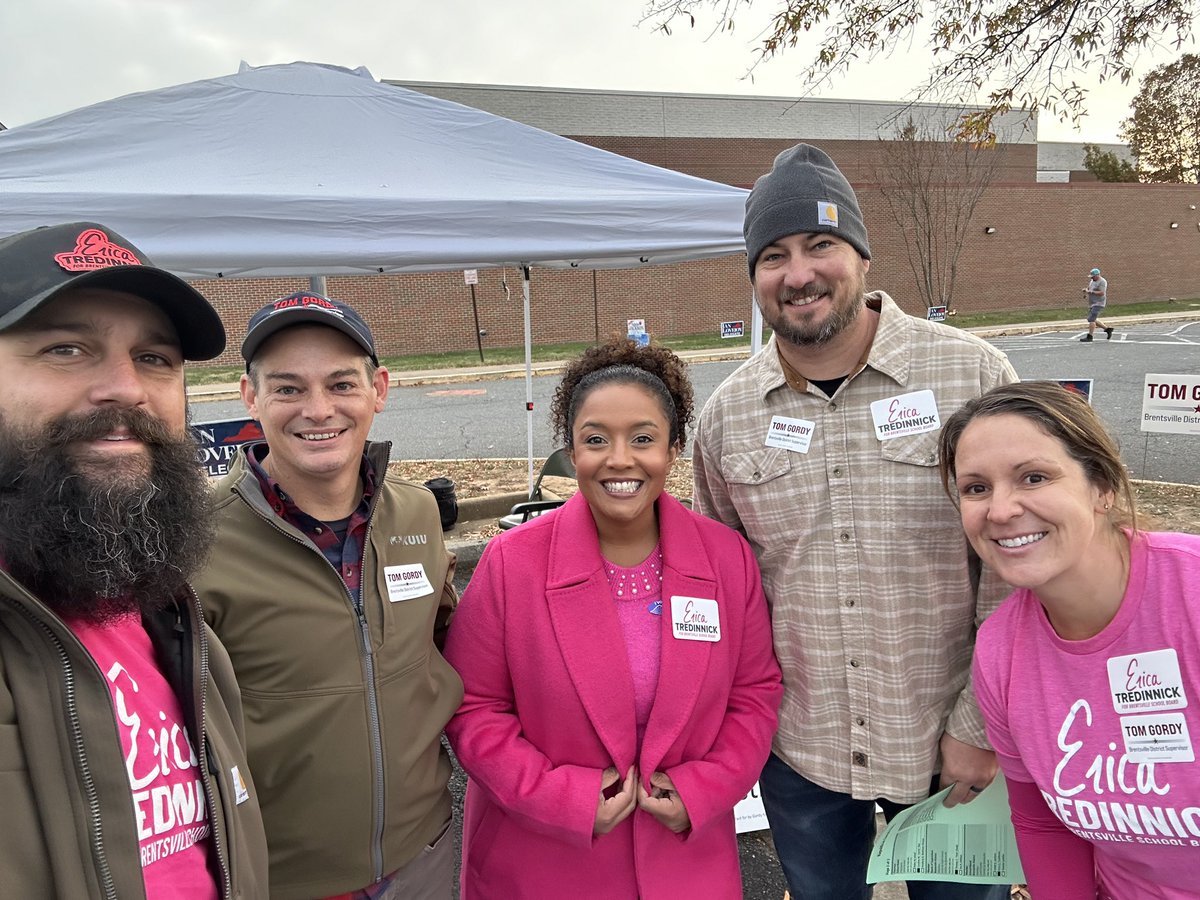 Erica4PWSchools's tweet photo. I’m thankful for incredible volunteers all around the District! Marsteller, Patriot, &amp; Brentsville this morning! Even ran into my running mate Tom Gordy for Brentsville! https://t.co/p1NGkPwMd8