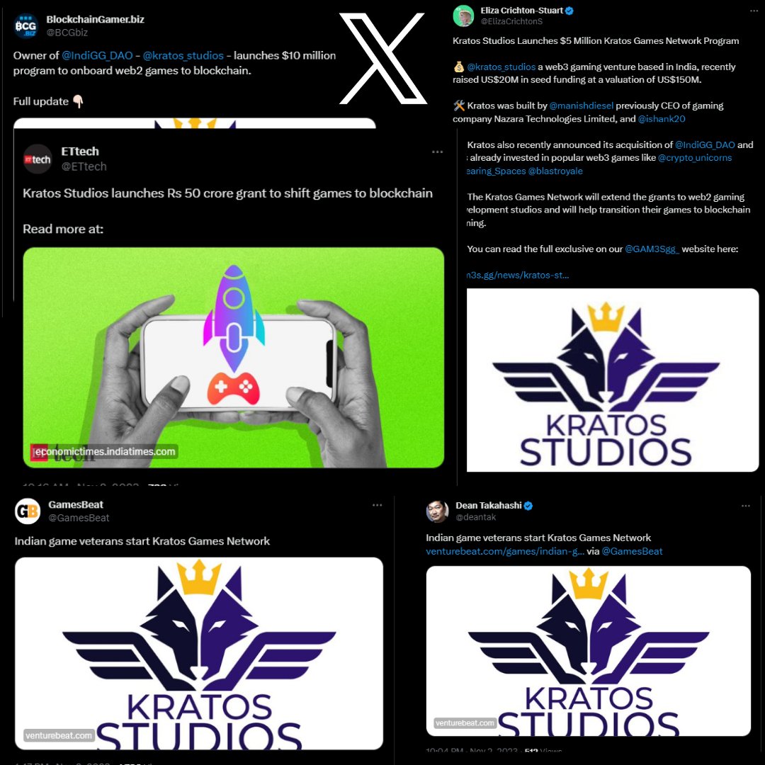 4wdGaming's tweet photo. We recently helped @kratos_studios with its IP @IndiGG_DAO make headlines with the launch of its new Kratos Games Network, to support web2 gaming studios transition to blockchain gaming.
The news quickly became a trending story on #TwitterX  and LinkedIn. 
@manishdiesel @ishank20 https://t.co/SSZCX9CGzb