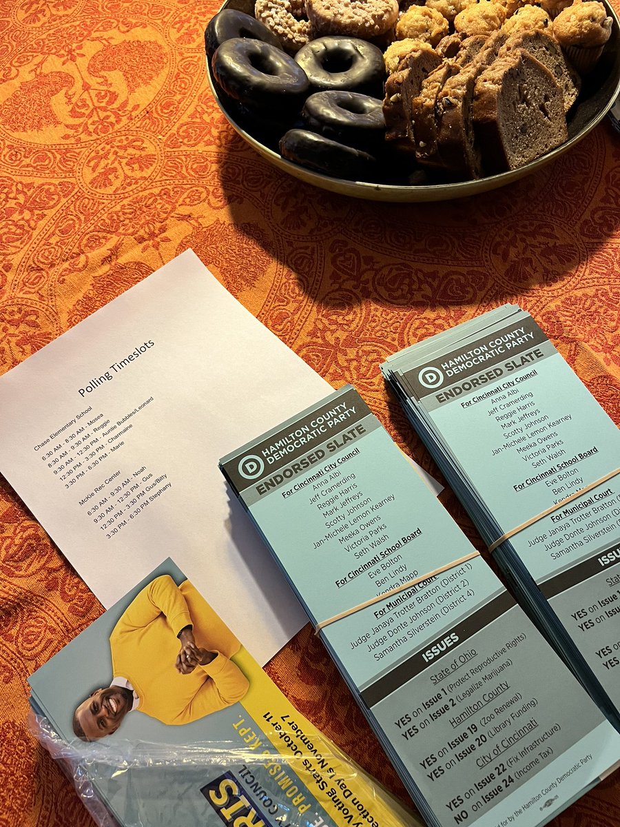 Every election my family rents a Sprinter van, drives from Chicago, and works polling locations handing out @hamiltoncountydems blue slate cards. This AM I was with my Uncle Mosea in Northside. My house is homebase replete with snacks, lit, and schedules! Our best days are ahead!