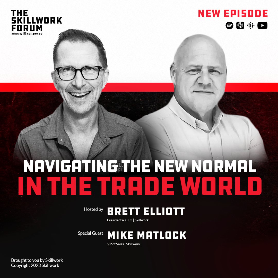 SkillworkCo's tweet image. Dive into "Navigating the New Normal In The Trade World" 🌍 with Brett Elliott &amp;amp; Mike Matlock of #Skillwork. Explore challenges, solutions, and the future of trade. 🏭💼 Don't miss out! Watch now! #TradeTrends #ModernManufacturing 🎥🚀