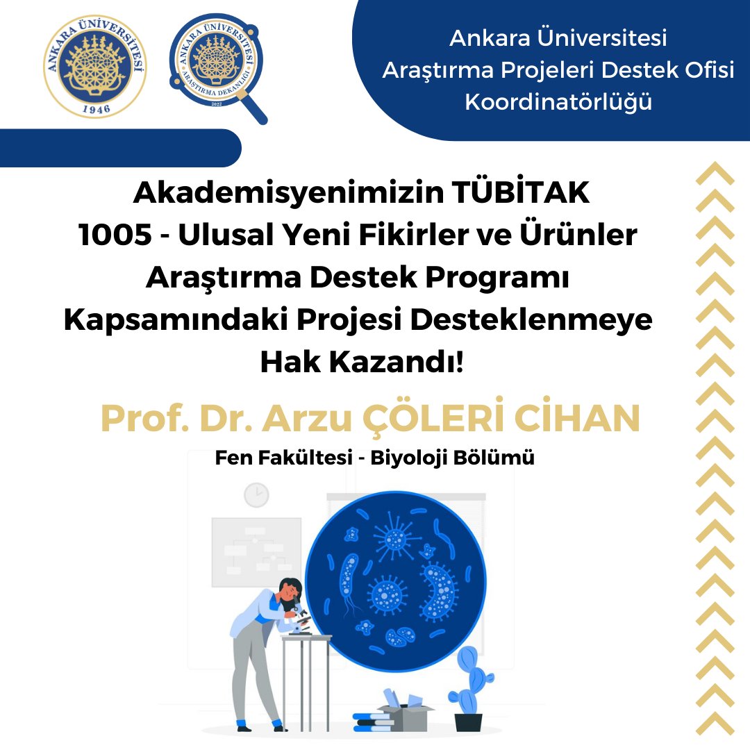 🏆Akademisyenimizin TÜBİTAK 1005-Ulusal Yeni Fikirler ve Ürünler Araştırma Destek Programı Kapsamındaki Projesi Desteklenmeye Hak Kazandı!

Proje yürütücüsü Prof. Dr. Arzu Çöleri Cihan ile proje ekibini tebrik ederiz 👏

<a href="/AnkaraUni/">Ankara Üniversitesi</a> 
<a href="/necdetunuvar/">Necdet Ünüvar</a> 
<a href="/Tubitak/">TÜBİTAK</a> 
<a href="/ProfHasanMandal/">Prof. Dr. Hasan Mandal</a>