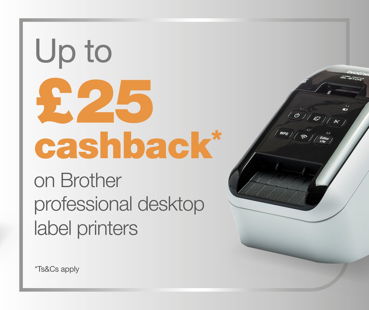 Fancy some cashback? Here are our November offers! 💸 Grab up to £100 on our colour laser printers, £50 on our colour inkjet printers, or £25 on our professional desktop label printers. 🙆 View our offers, or claim your cashback, here: bit.ly/3u2IlQ1