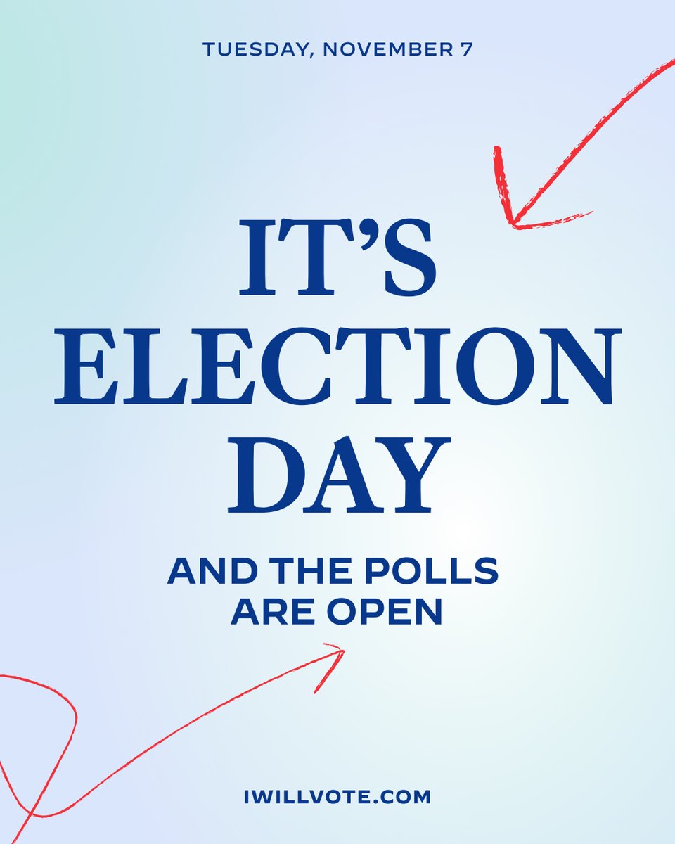 Election Day is here, and polling places across the country are starting to open. Your voice is your vote. Your vote is your power. Find your polling place at IWillVote.com.