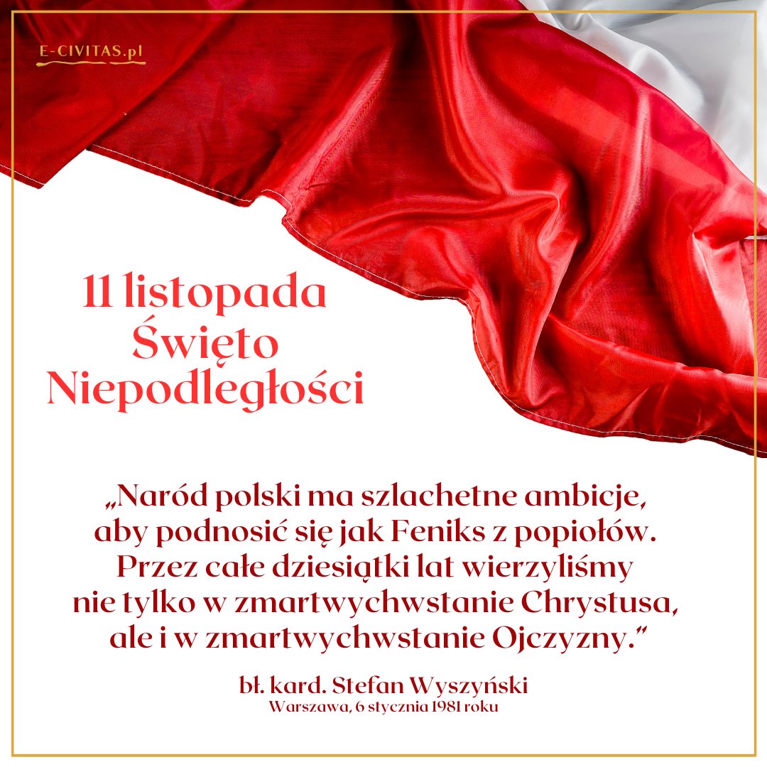 🇵🇱 11 listopada - Narodowe Święto Niepodległości

<a href="/Civitas1997/">Civitas Christiana</a> <a href="/MT5_14/">Muzeum Jana Pawła II i Prymasa Wyszyńskiego</a> <a href="/WyszynskiPL/">Instytut Prymasowski Stefana Kard. Wyszyńskiego</a> <a href="/KardSWyszynski/">Kardynał Stefan Wyszyński</a> 

ɢʀᴀғɪᴋᴀ: <a href="/MariusHuk/">Mariusz</a>