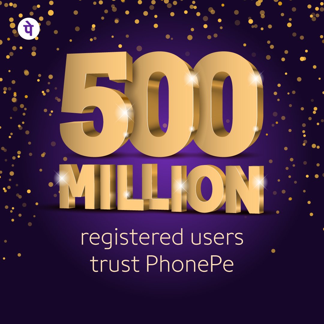 🎉 Celebrating 500 Million Strong! 🎉🤩 Join the PhonePe family as we hit an incredible milestone of 500 million lifetime registered users! 🌟 #PhonePe500Million