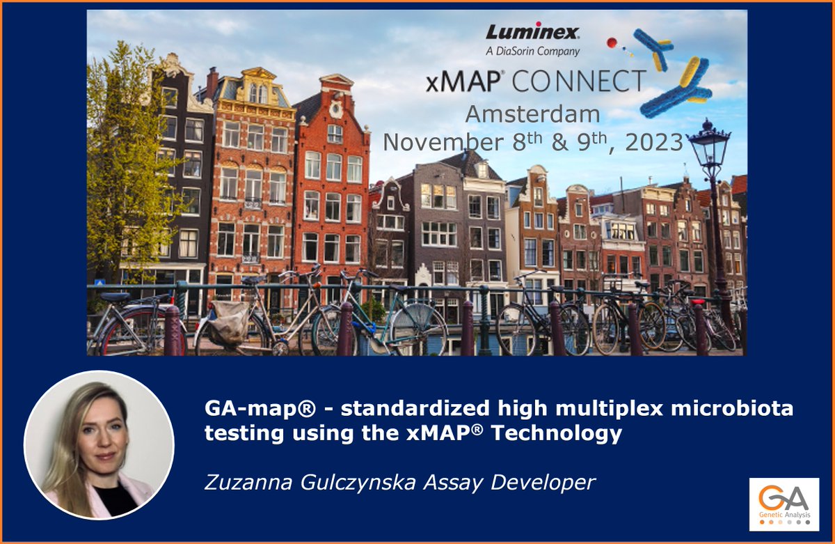 [#event] 🦠Meet <a href="/GeneticAnalysis/">Genetic Analysis AS</a> team during the xMAP® Connect EMEA, Amsterdam - The Netherlands, 08-09 November. <a href="/Luminex/">Luminex</a> 

"GA-map® - standardized high multiplex microbiota testing using the xMAP® Technology". 08.11, 16.05 - 16.35.

info.luminexcorp.com/xmap-connect-e…