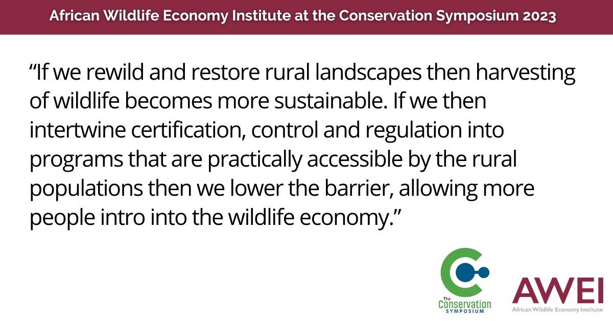 Discussing innovative ways to make wildlife harvesting more sustainable and accessible at AWEI's session at the @conservationsym today. Learn more: www0.sun.ac.za/awei/events/20… #WildlifeEconomy #ConservationSymposium2023