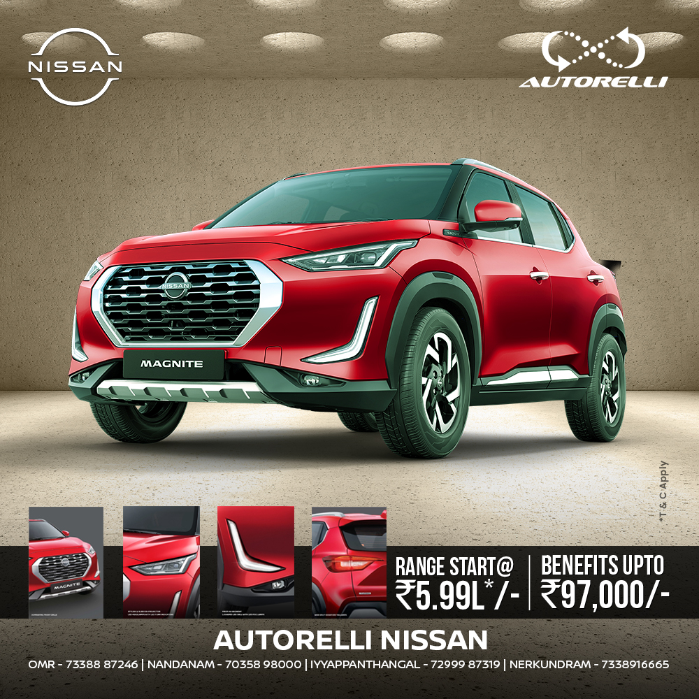 autorelli's tweet photo. Energize your drive with the 𝐍𝐢𝐬𝐬𝐚𝐧 𝐌𝐚𝐠𝐧𝐢𝐭𝐞'𝐬 dynamic and commanding design. Its bold appearance sets you apart on the road, leaving a lasting impression.

👉For TD📞on +91 7677674000
.
.
.
#Autorelli #Nissan #Chennai #NissanMagnite #Bolddesign #DynamicStyle https://t.co/cHxq8ikS0A