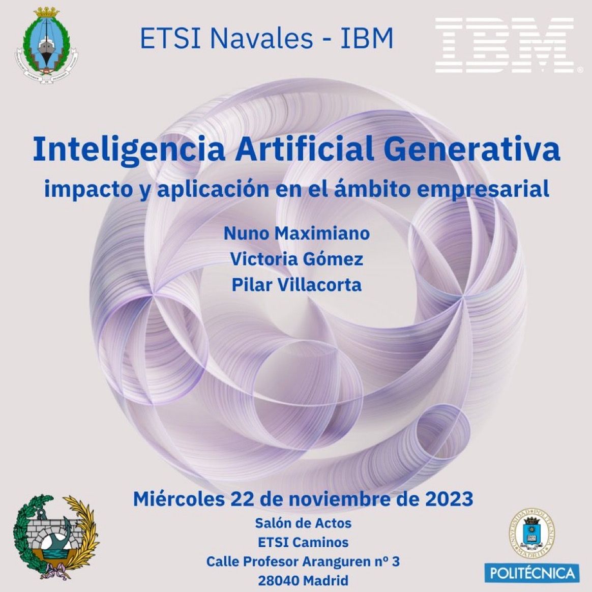 ETSIDI de UPM (@etsidi_upm) on Twitter photo 🔊 Jornada divulgativa sobre Inteligencia Artificial Generativa: “Cómo puede la Inteligencia Artificial Generativa Impulsar tu desarrollo profesional" Organiza la <a href="/ETSIN_Oficial/">ETSI Navales de la UPM</a> e <a href="/IBM_ES/">IBM España</a> El 22/11/2023 en el Salón de Actos de <a href="/caminosupm/">CaminosUPM</a> 🔊 Jornada divulgativa sobre Inteligencia Artificial Generativa: “Cómo puede la Inteligencia Artificial Generativa Impulsar tu desarrollo profesional" Organiza la <a href="/ETSIN_Oficial/">ETSI Navales de la UPM</a> e <a href="/IBM_ES/">IBM España</a> El 22/11/2023 en el Salón de Actos de <a href="/caminosupm/">CaminosUPM</a>