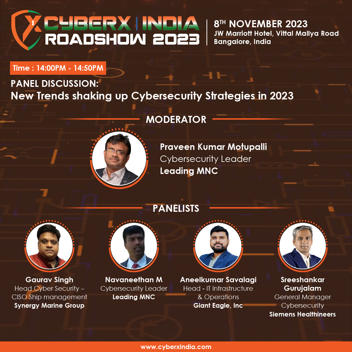 We are proud to announce our esteemed Panel scheduled to take place at #cyberxindroadshow CYBERX INDIA ROADSHOW

Date: 8th Nov 2023
Venue: JW Marriott Hotel, Vittal Mallya Road, Bangalore

REGISTER NOW: cyberxindia.com/register.php 

Follow us on <a href="/IbentoG/">Ibento Global</a> for event updates